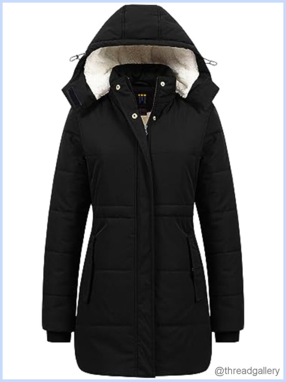 Women's Thicken Sherpa Winter Coat Puffy Warm Snow Jacket Removable Hood